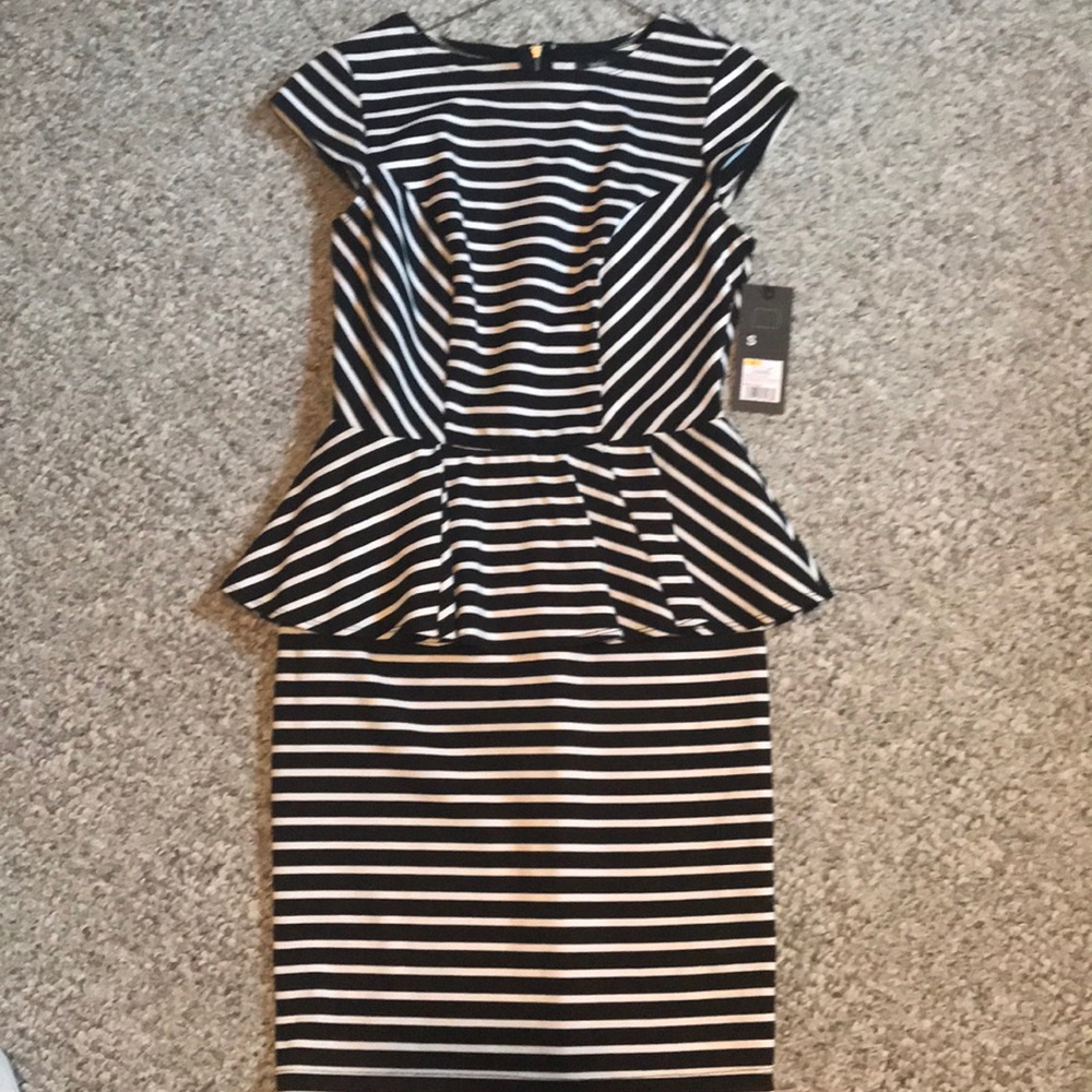 NEW Black and White Stripped Peplum dress